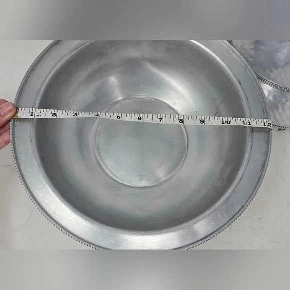 Vintage MCM aluminum Covered Casserole Serving Dish Wood Knob Buenilum Chafing - Picture 11 of 12